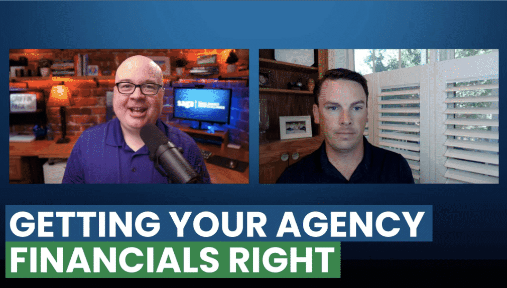 Photos of a podcast host next to Chris Hervochon underneath "Getting Your Agency Financials Right"